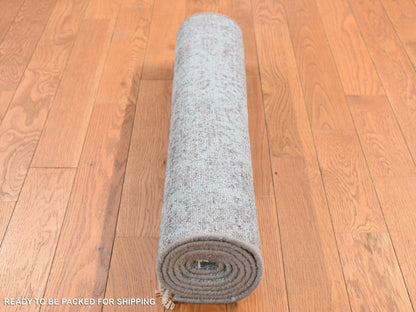 Green 2'6" x 5'8" Transitional Hand knotted Wool/Silk Rug - Sku: O087329