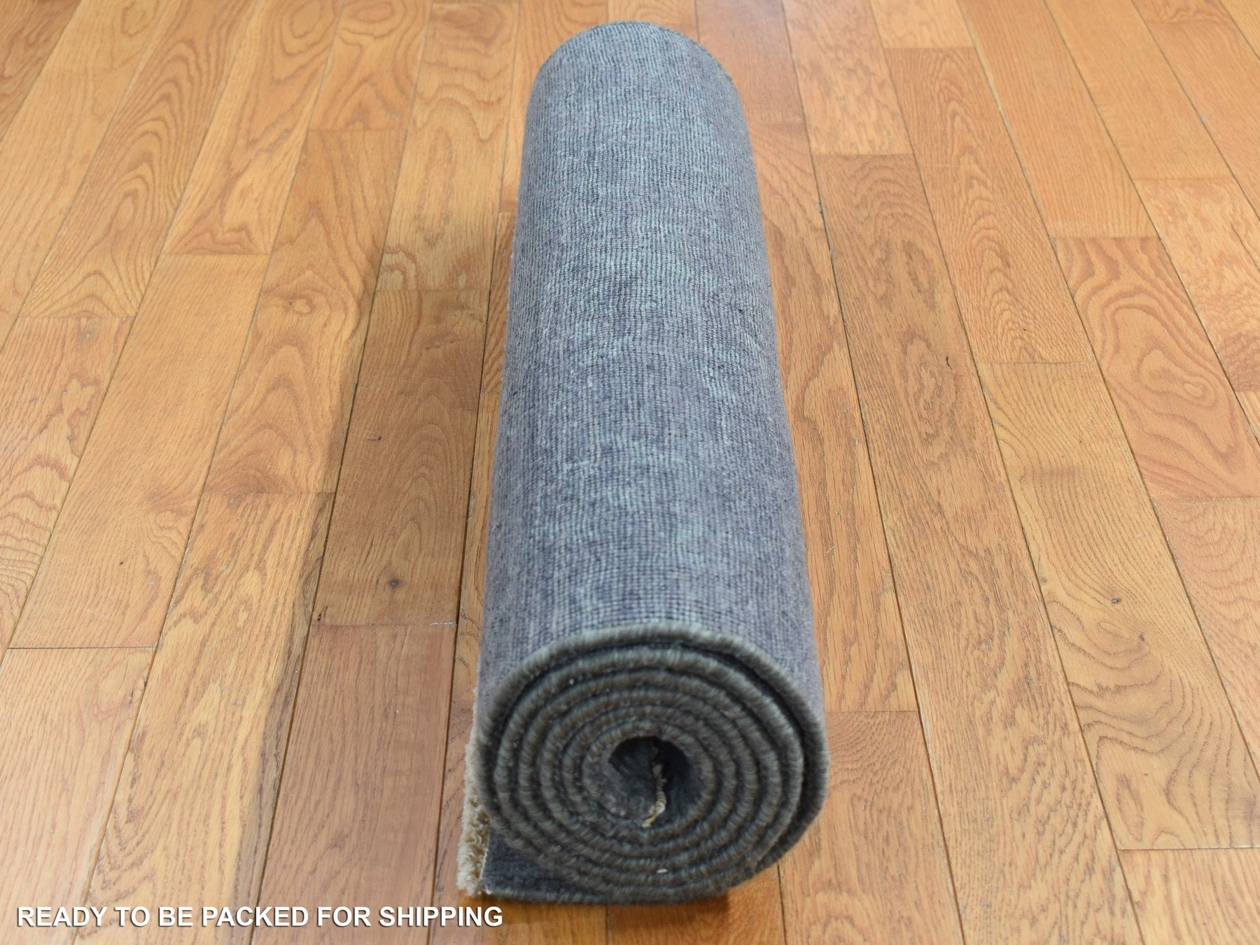Transitional hand-knotted wool/silk runner in Gray, 2'6" x 6'9" — SKU O087330 (view 5)