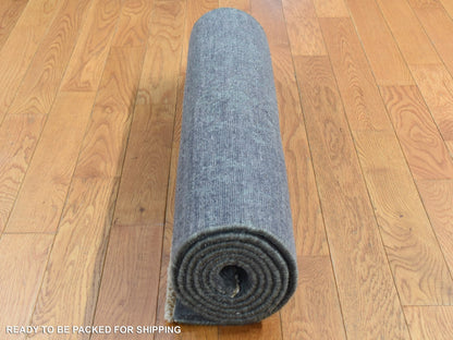Transitional hand-knotted wool/silk runner in Gray, 2'6" x 6'9" — SKU O087330 (view 5)