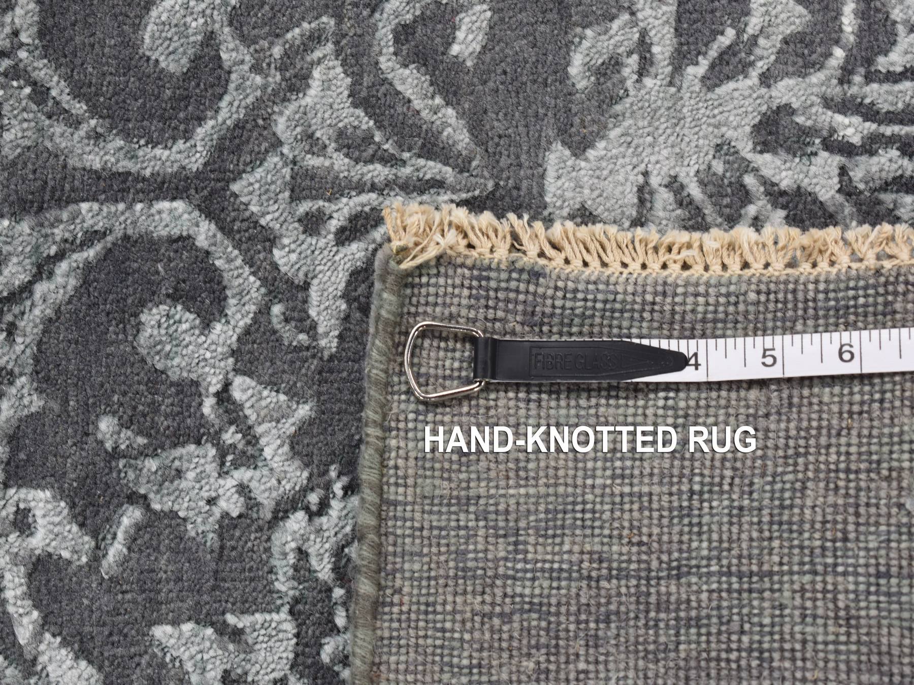 Transitional hand-knotted wool/silk runner in Gray, 2'6" x 6'9" — SKU O087330 (view 7)
