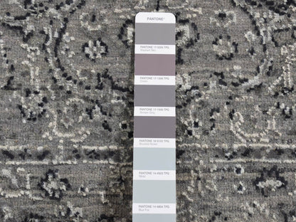 Transitional hand-knotted wool/silk runner in Gray, 2'6" x 6' — SKU O087331 (view 3)