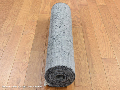 Transitional hand-knotted wool/silk runner in Gray, 2'6" x 6' — SKU O087331 (view 5)