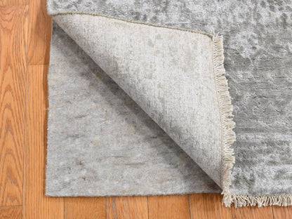 Transitional hand-knotted wool/silk runner in Gray, 2'7" x 6' — SKU O087333 (view 2)