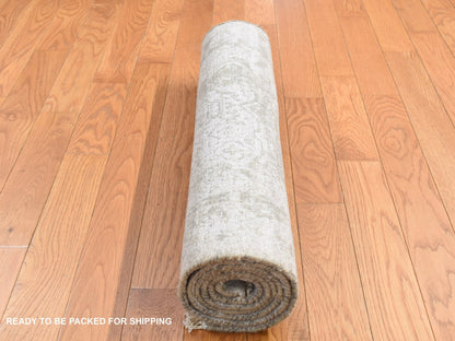 Transitional hand-knotted wool/silk runner in Gray, 2'7" x 6' — SKU O087333 (view 5)