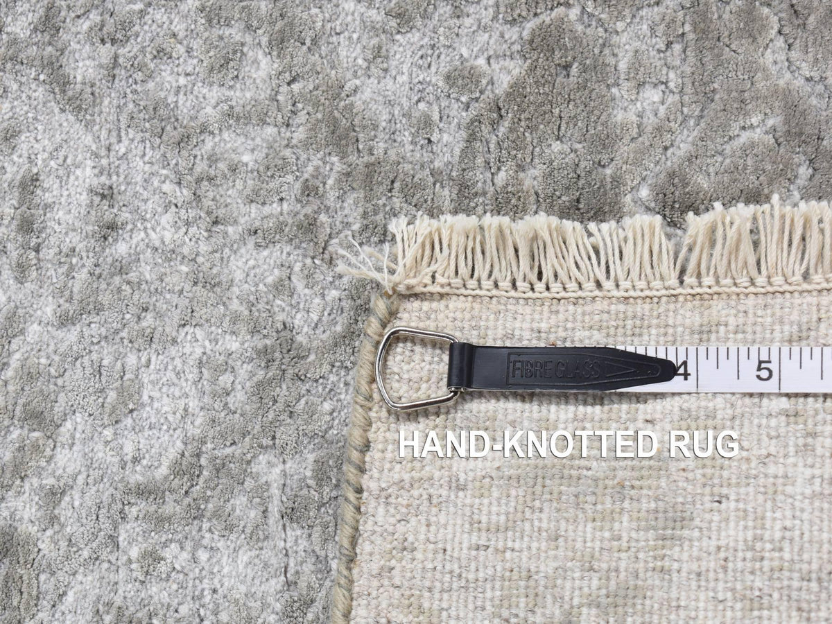 Transitional hand-knotted wool/silk runner in Gray, 2'7" x 6' — SKU O087333 (view 7)