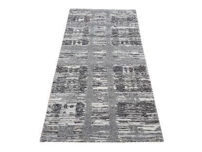 Modern / Contemporary hand-knotted wool runner in Gray, 2'7" x 6' — SKU O087340