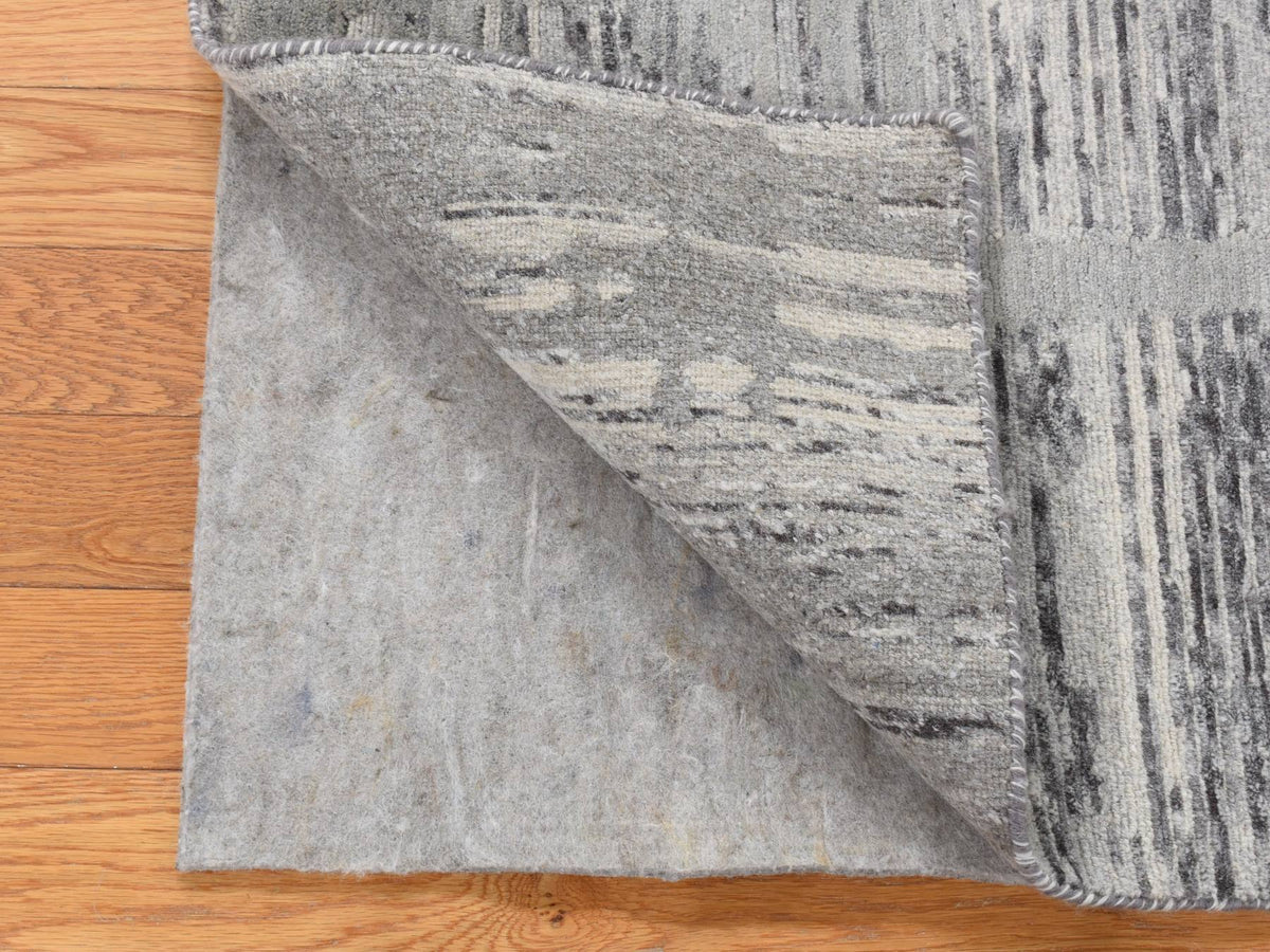 Modern / Contemporary hand-knotted wool runner in Gray, 2'7" x 6' — SKU O087340 (view 2)