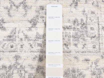 Transitional hand-knotted wool/silk runner in Ivory, 2'6" x 6' — SKU O087346 (view 3)