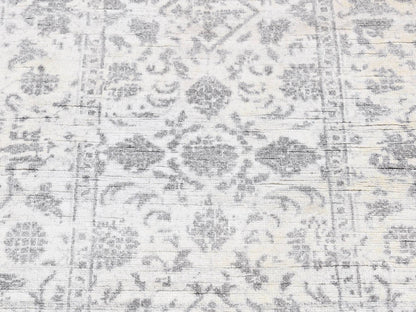 Transitional hand-knotted wool/silk runner in Ivory, 2'6" x 6' — SKU O087346 (view 4)
