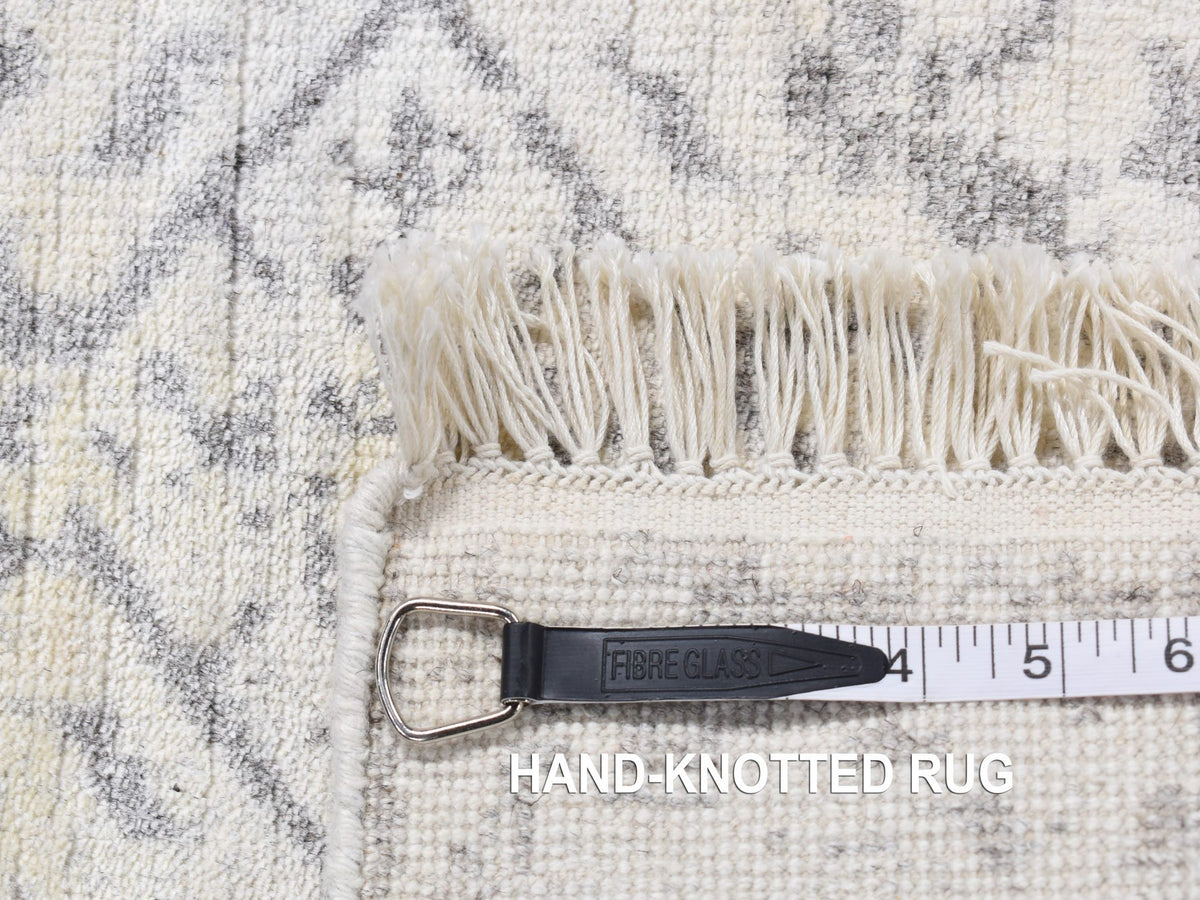 Transitional hand-knotted wool/silk runner in Ivory, 2'6" x 6' — SKU O087346 (view 7)
