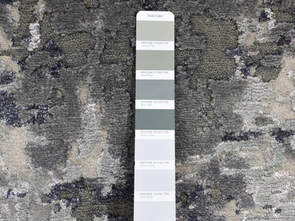 Black 2'7" x 5'9" Modern and Contemporary Hand knotted Wool/Silk Rug - Sku: O087347