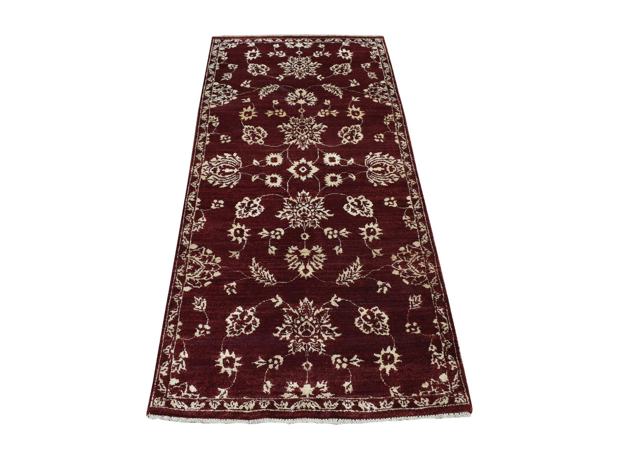 Agra Transitional hand-knotted wool runner in Red, 2'8" x 6' — SKU O087354