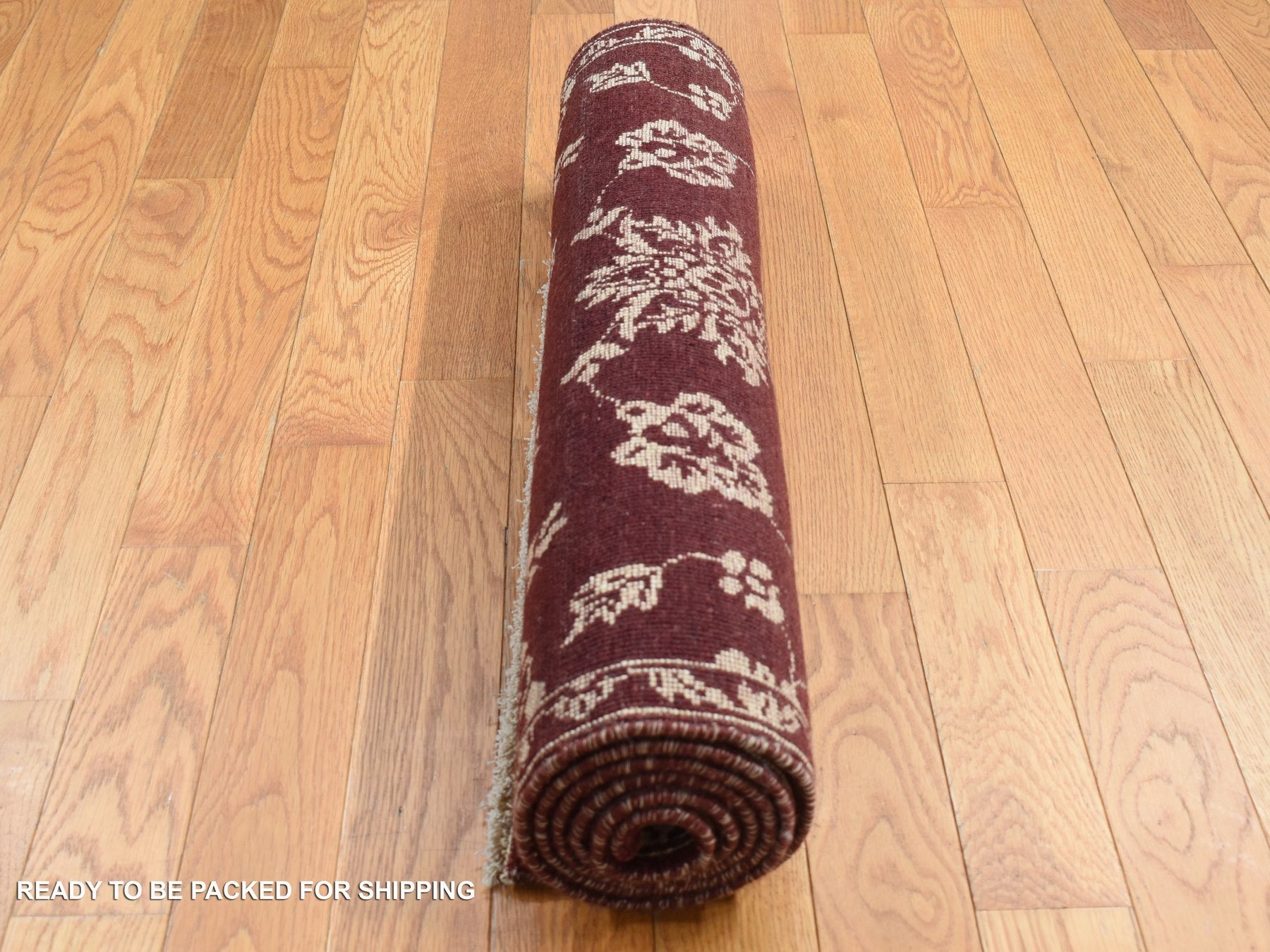 Agra Transitional hand-knotted wool runner in Red, 2'8" x 6' — SKU O087354 (view 5)