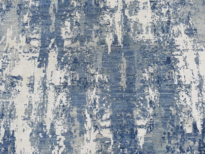 Blue 8'1" x 8'1" Modern and Contemporary Hand knotted Wool/Silk Rug - Sku: O087356