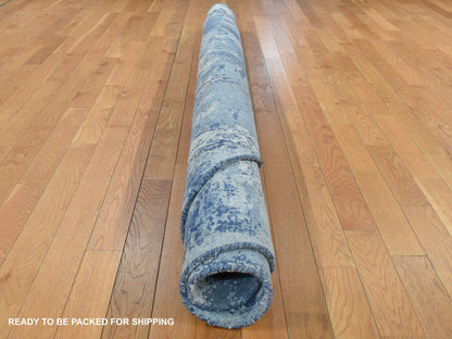 Blue 8'1" x 8'1" Modern and Contemporary Hand knotted Wool/Silk Rug - Sku: O087356