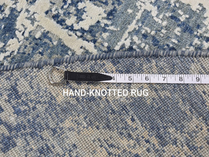 Blue 8'1" x 8'1" Modern and Contemporary Hand knotted Wool/Silk Rug - Sku: O087356