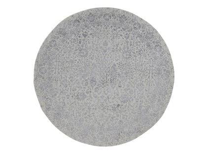 Grey 7'9" x 7'9" Transitional Handloom Wool/Silk Rug - Sku: O087359