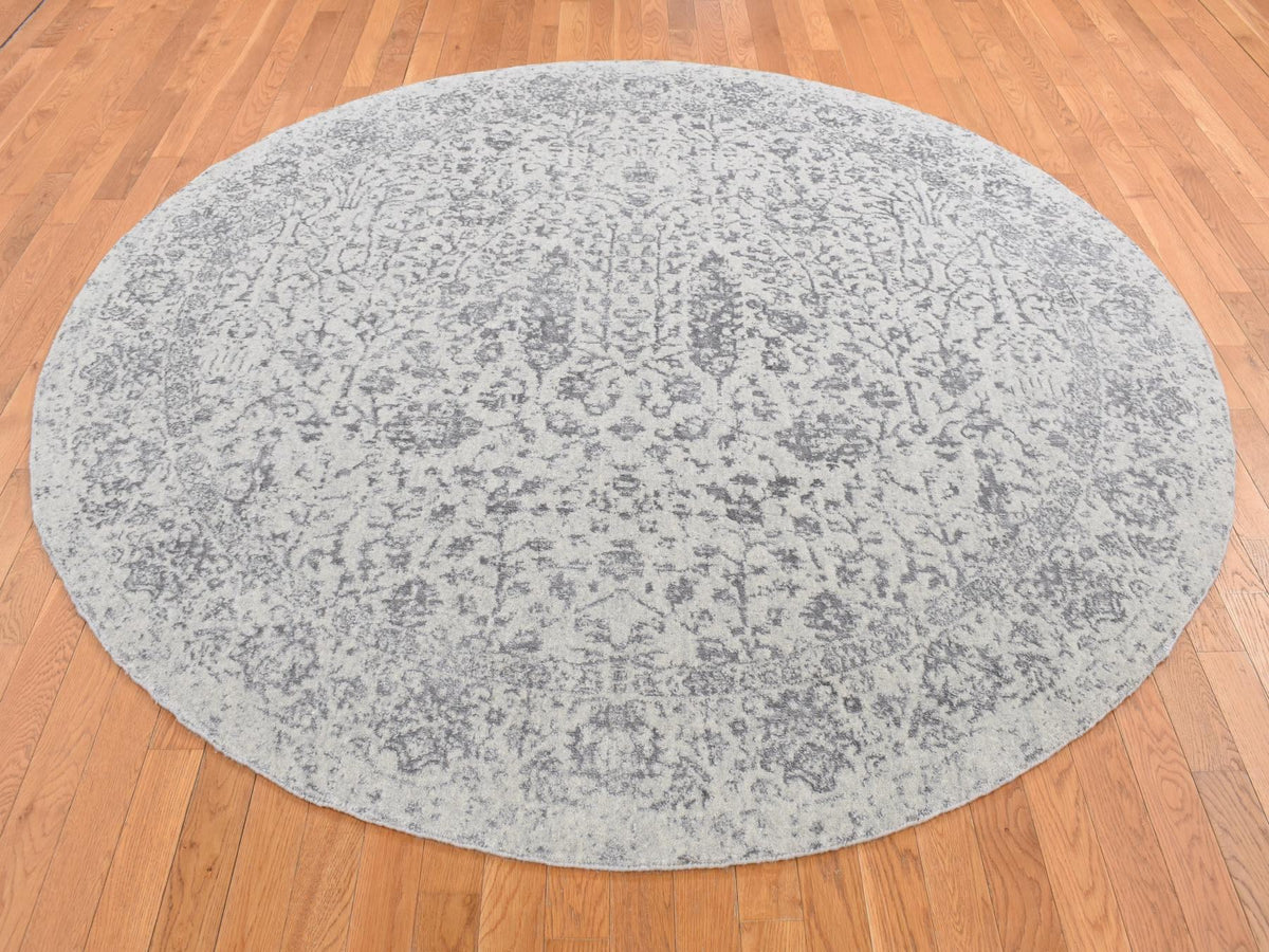 Transitional hand-knotted wool/silk rug in Gray, 7'9" x 7'9" — SKU O087359 (view 2)