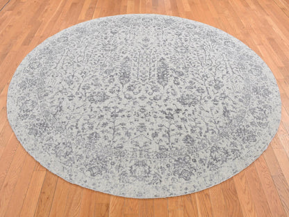 Transitional hand-knotted wool/silk rug in Gray, 7'9" x 7'9" — SKU O087359 (view 2)