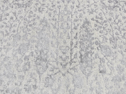 Grey 7'9" x 7'9" Transitional Handloom Wool/Silk Rug - Sku: O087359