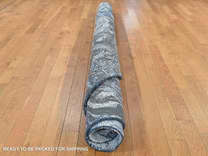 Grey 8'1" x 8'1" Modern / Contemporary Hand knotted Wool/Silk Rug - Sku: O087362