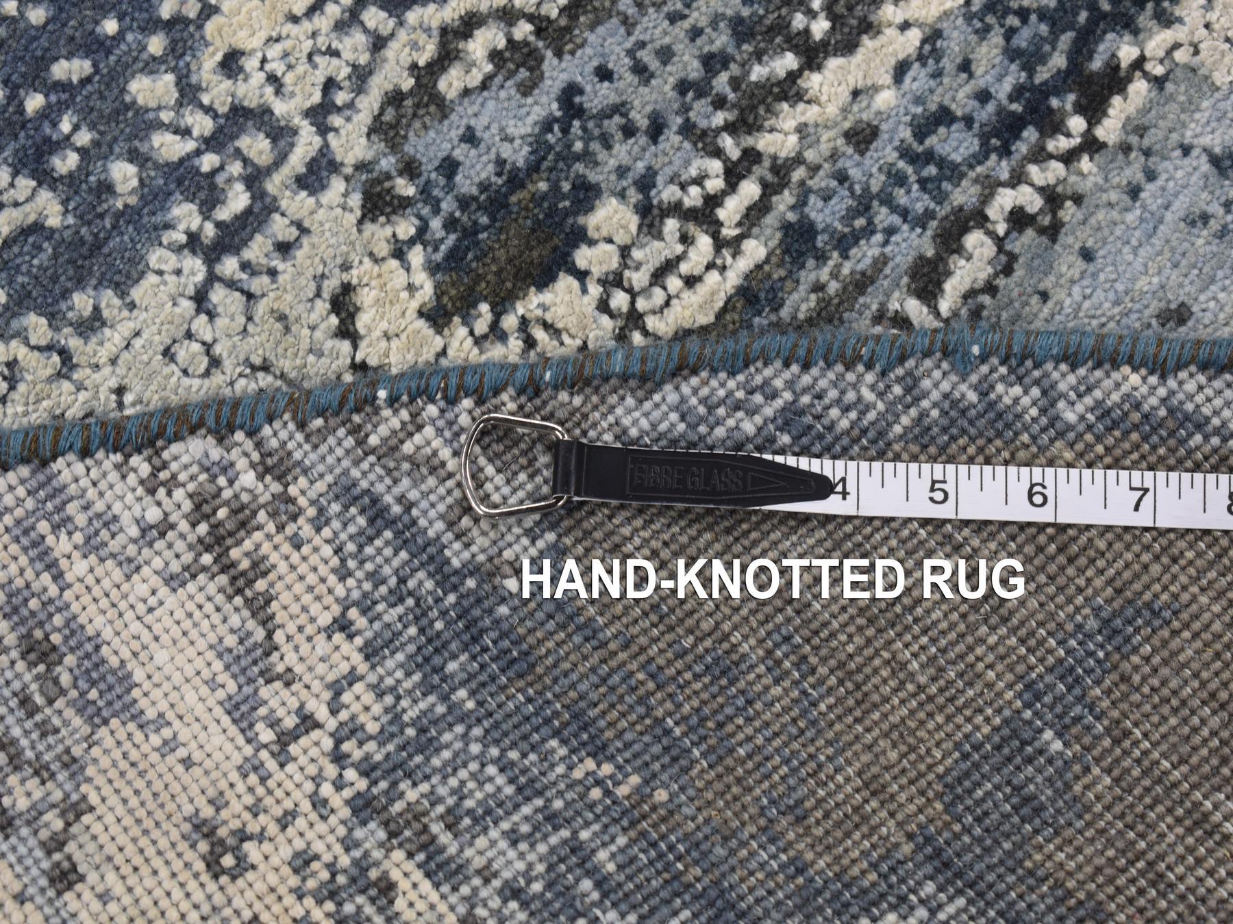 Modern / Contemporary hand-knotted wool/silk rug in Gray, 8'1" x 8'1" — SKU O087362 (view 8)