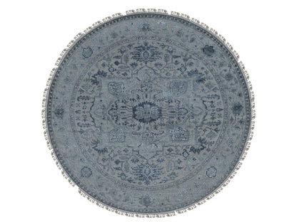 Heriz Heriz hand-knotted wool/silk rug in Gray, 8'1" x 8'1" — SKU O087366