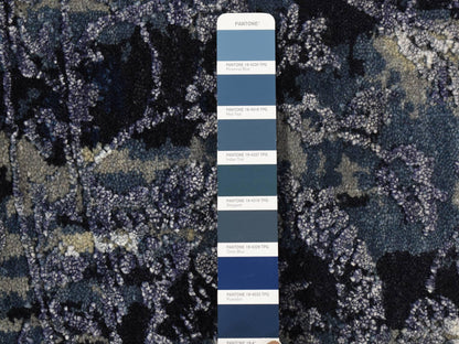 Blue 7'10" x 7'10" Transitional Hand knotted Wool/Silk Rug - Sku: O087367