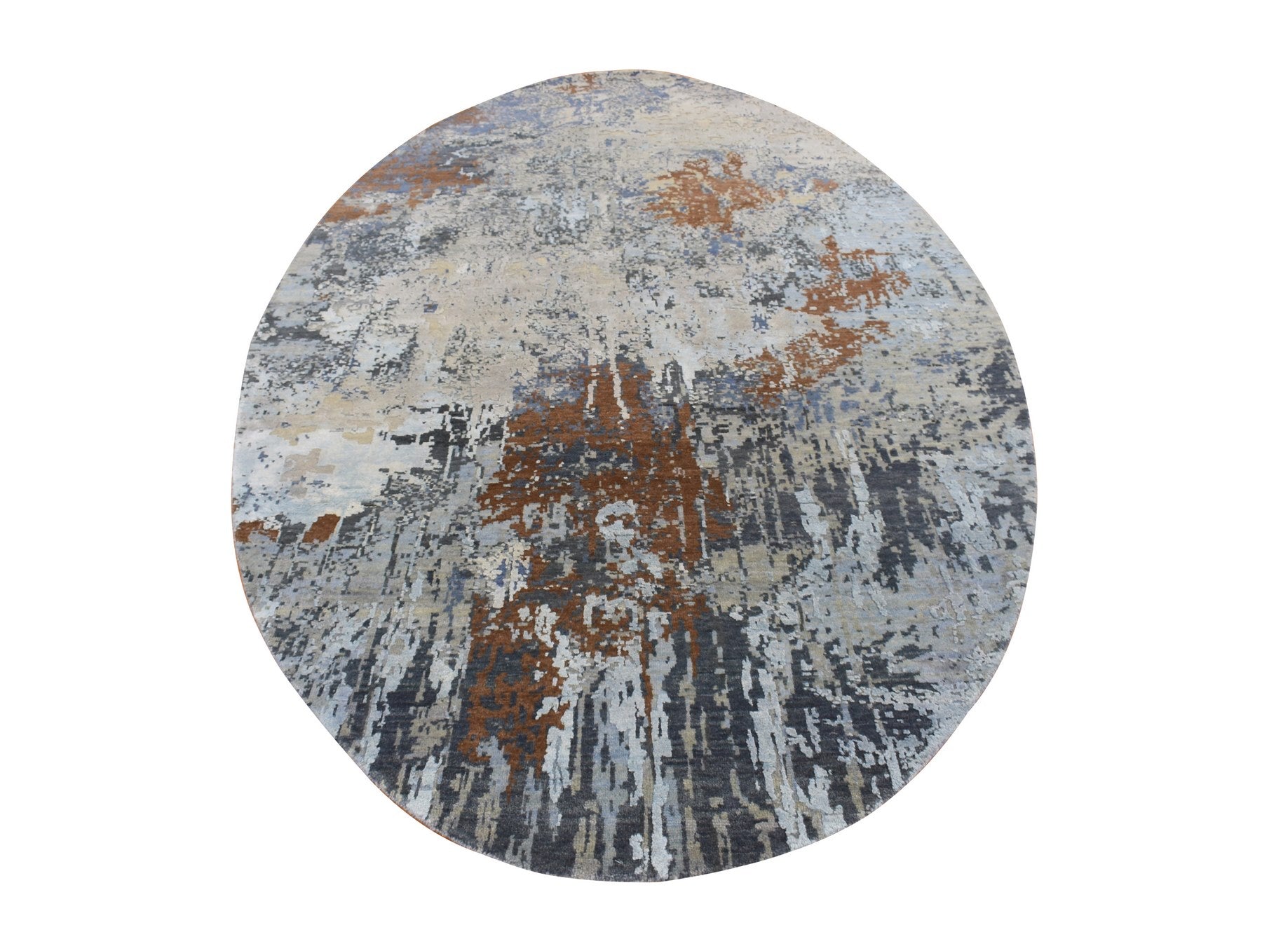Modern / Contemporary hand-knotted wool/silk rug in Brown, 6' x 9' — SKU O087370