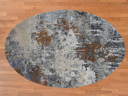 Brown 6'0" x 9'0" Modern / Contemporary Hand knotted Wool/Silk Rug - Sku: O087370
