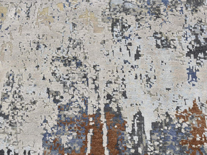 Brown 6'0" x 9'0" Modern / Contemporary Hand knotted Wool/Silk Rug - Sku: O087370