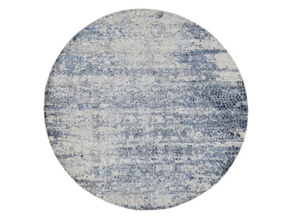 Blue 6'0" x 6'0" Modern and Contemporary Hand knotted Wool/Silk Rug - Sku: O087374