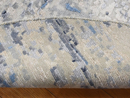 Blue 6'0" x 6'0" Modern and Contemporary Hand knotted Wool/Silk Rug - Sku: O087374
