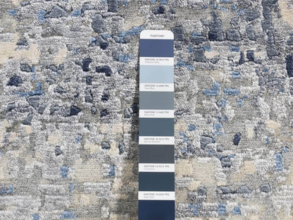 Blue 6'0" x 6'0" Modern and Contemporary Hand knotted Wool/Silk Rug - Sku: O087374