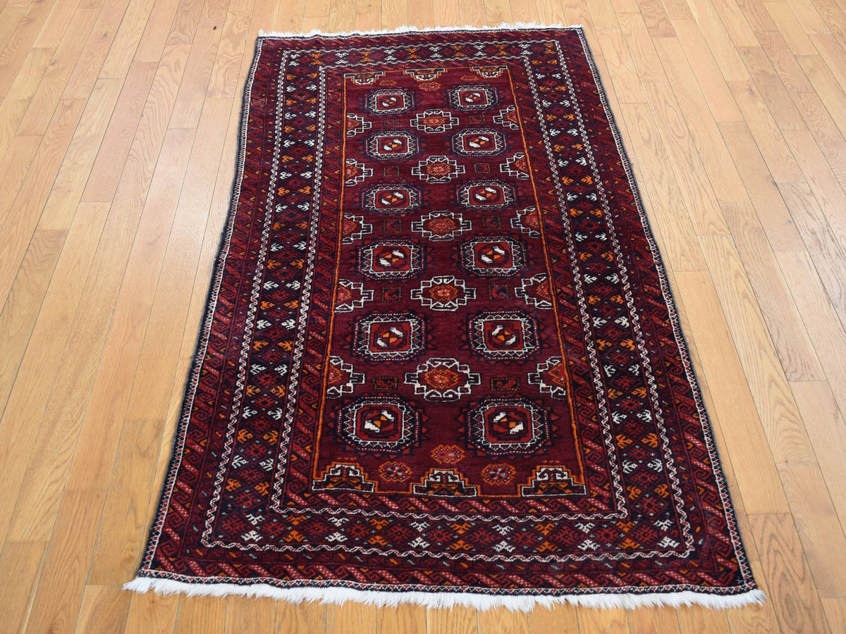 Persian hand-knotted wool rug in Red, 3'4" x 5'10" — SKU O087377 (view 2)
