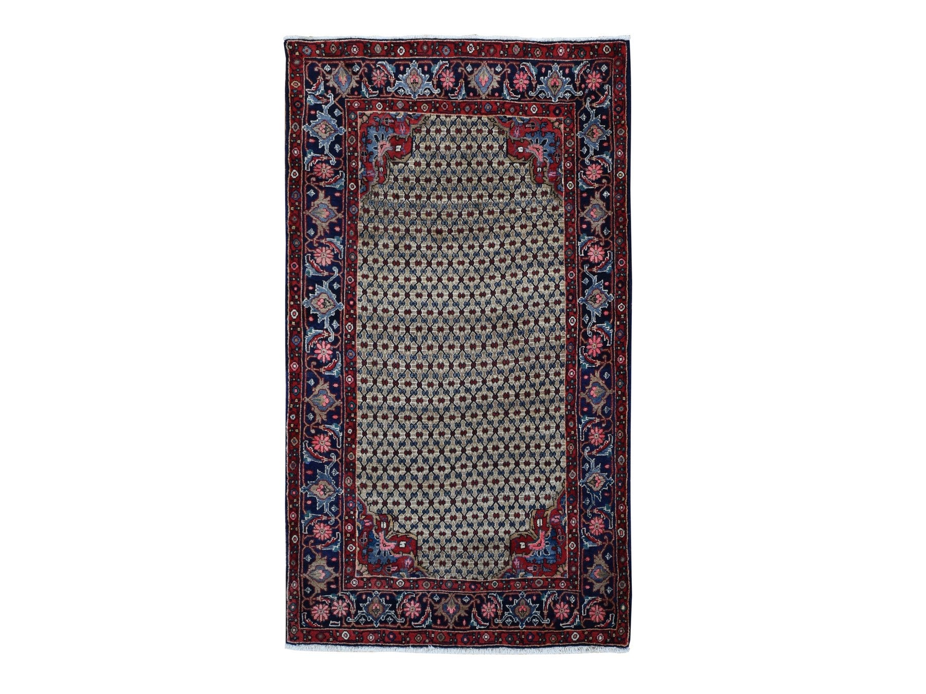 Serab Persian hand-knotted wool rug in Brown & Blue, 4'4" x 7'9" — SKU O087384