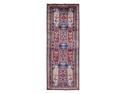 Blue 3'8" x 10'0" Persian Hand knotted Wool Rug - Sku: O087386