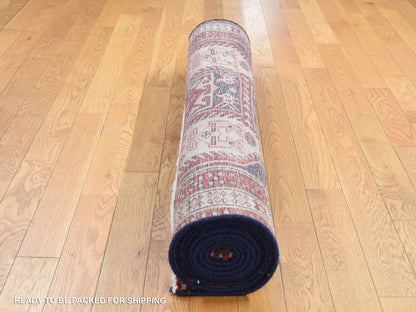 Blue 3'8" x 10'0" Persian Hand knotted Wool Rug - Sku: O087386