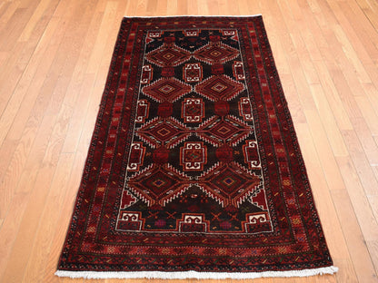 Brown 3'7" x 6'5" Persian Hand knotted Wool Rug - Sku: O087392