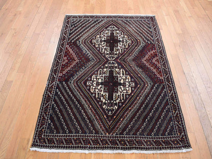 Blue 4'1" x 5'9" Persian Hand knotted Wool Rug - Sku: O087399