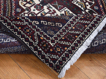 Blue 4'1" x 5'9" Persian Hand knotted Wool Rug - Sku: O087399