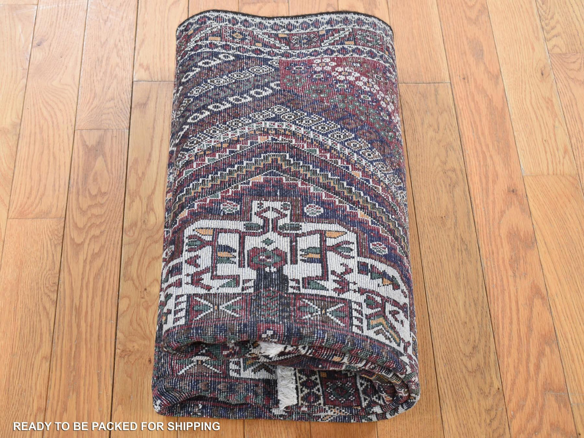 Shiraz Persian hand-knotted wool rug in Blue & Red, 4'1" x 5'9" — SKU O087399 (view 7)