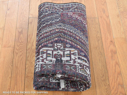 Shiraz Persian hand-knotted wool rug in Blue & Red, 4'1" x 5'9" — SKU O087399 (view 7)