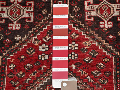 Shiraz Vintage hand-knotted wool rug in Red & Ivory, 3'9" x 5'1" — SKU O0873 (view 4)