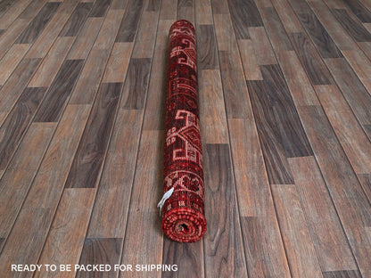 Shiraz Vintage hand-knotted wool rug in Red & Ivory, 3'9" x 5'1" — SKU O0873 (view 5)