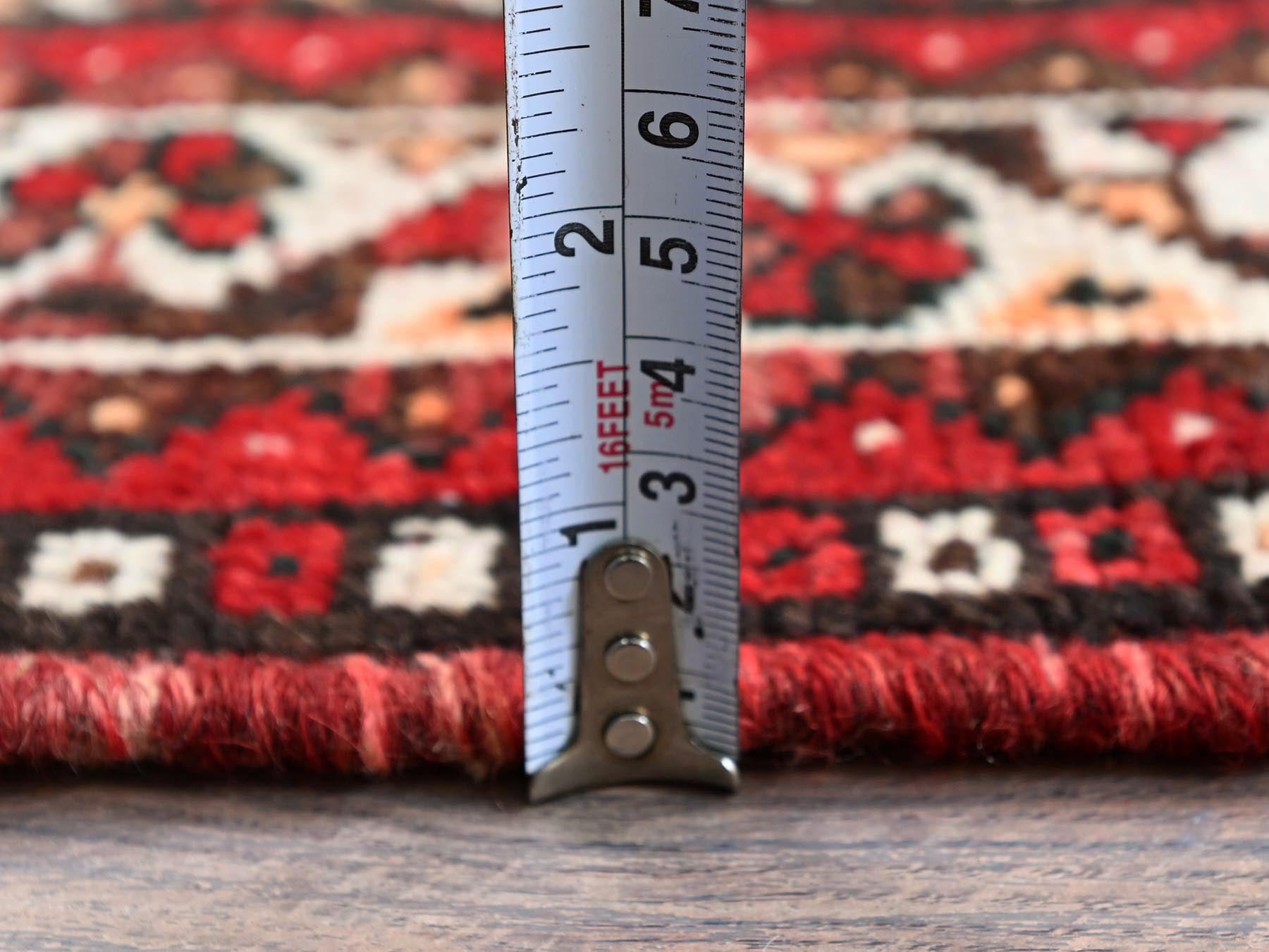 Shiraz Vintage hand-knotted wool rug in Red & Ivory, 3'9" x 5'1" — SKU O0873 (view 6)