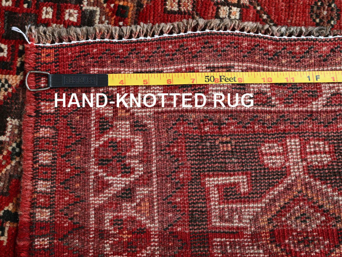 Shiraz Vintage hand-knotted wool rug in Red & Ivory, 3'9" x 5'1" — SKU O0873 (view 7)