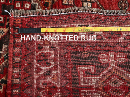 Shiraz Vintage hand-knotted wool rug in Red & Ivory, 3'9" x 5'1" — SKU O0873 (view 7)
