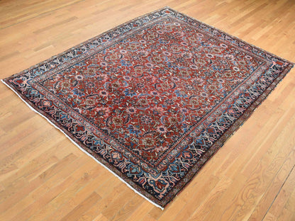 Heriz Antique hand-knotted wool rug in Red & Blue, 7'3" x 9'7" — SKU O087401 (view 3)