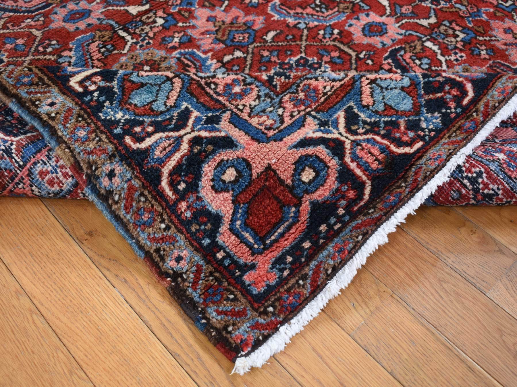 Heriz Antique hand-knotted wool rug in Red & Blue, 7'3" x 9'7" — SKU O087401 (view 5)